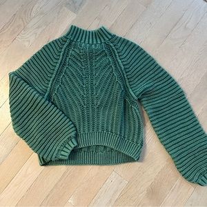 Free People green knit mock turtleneck sweater, size XS, Like New condition